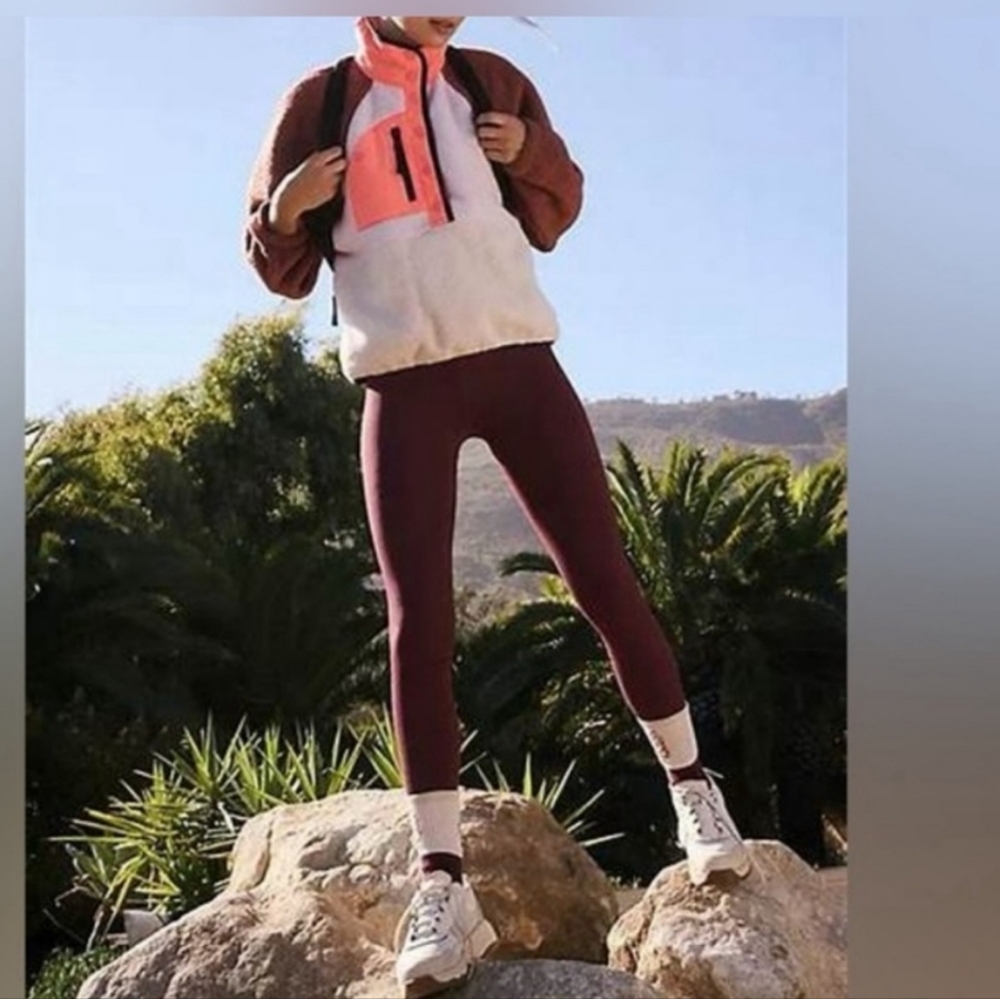 NWT Free People Hit the Slopes fleece 1/4 zip pullover jacket lavender fog combo - Picture 3 of 12